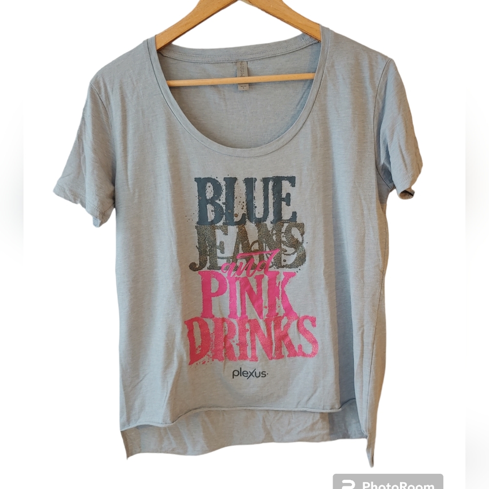 Blue Jeans and Pink Drinks Short Sleeve Shirt Size Large